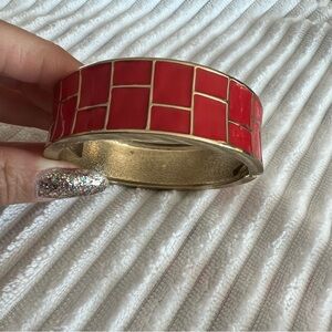 Enamel Vermillion & Gold Bracelet